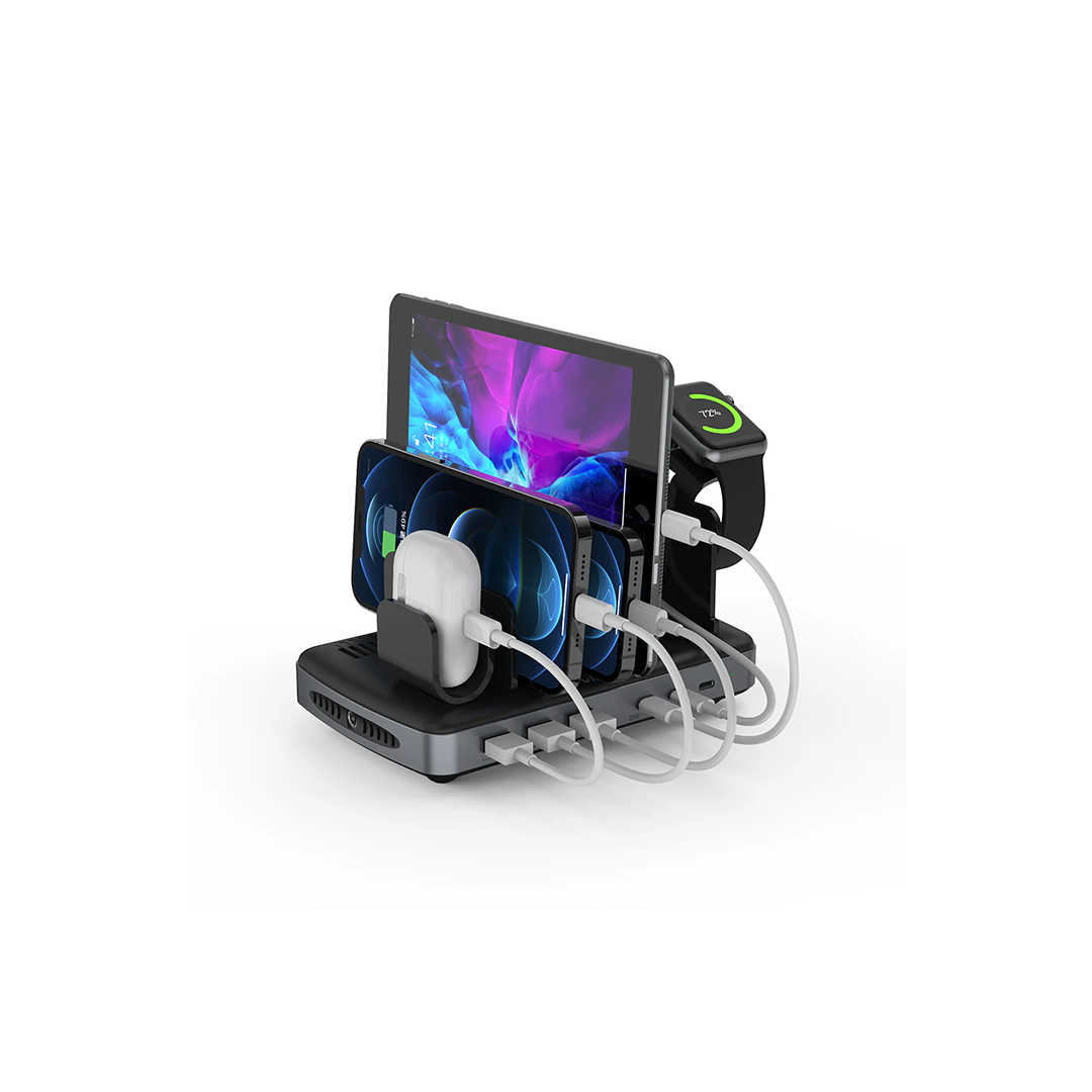 Unitek USB C Charging Station for Multiple Devices Apple, 120W 6 Port Charging Dock with Type-C PD 20W & PD 60W, Fast Charging Stand with Smartwatch & Airpods Holder for iPhone, iPad, Tablet, MacBook in Qatar Unitek USB C Charging Station for Multiple Devices Apple, 120W 6 Port Charging Dock with Type-C PD 20W & PD 60W, Fast Charging Stand with Smartwatch & Airpods Holder for iPhone, iPad, Tablet, MacBook in Qatar